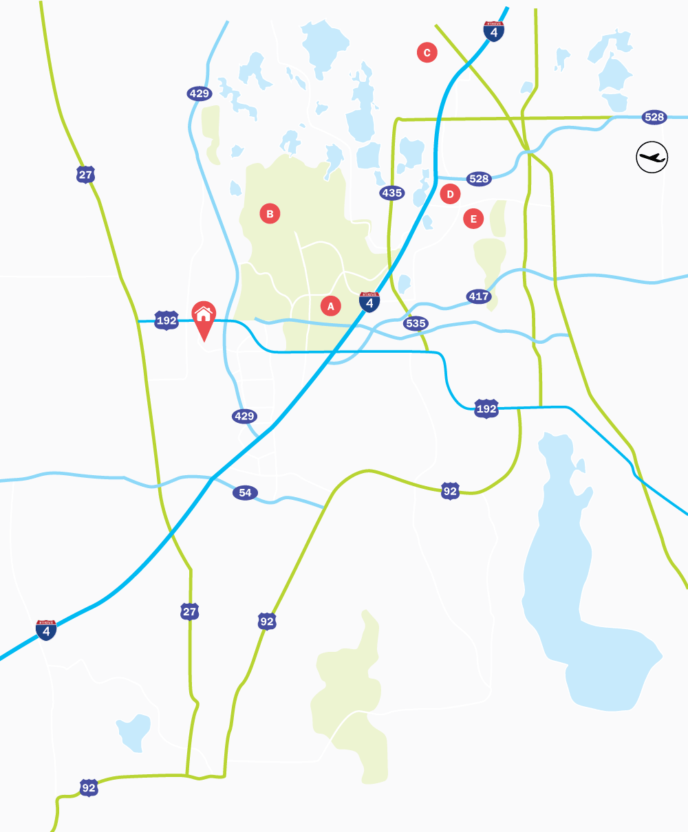 Map of Sunset Lakes